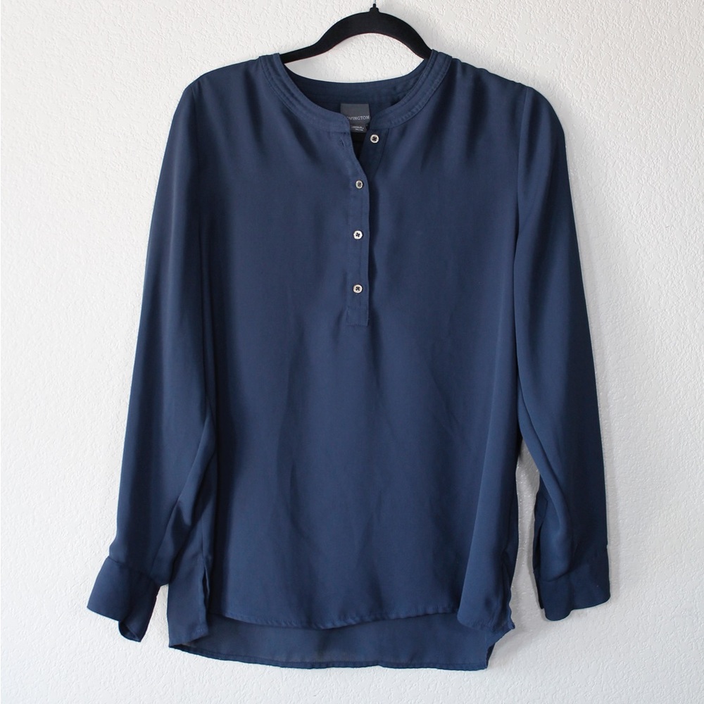Dark Blue Sheer Long Sleeve Shirt
